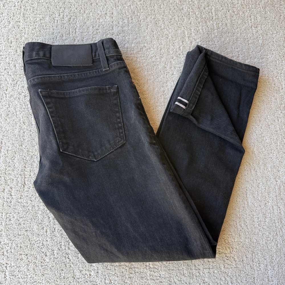 Buck Mason Slim Fit Jeans Mens 30 X 28‎ Black Selvedge Denim USA Made Button Fly
